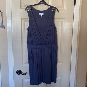 Steel blue short dress. Elastic band waist with pockets. Great shape.